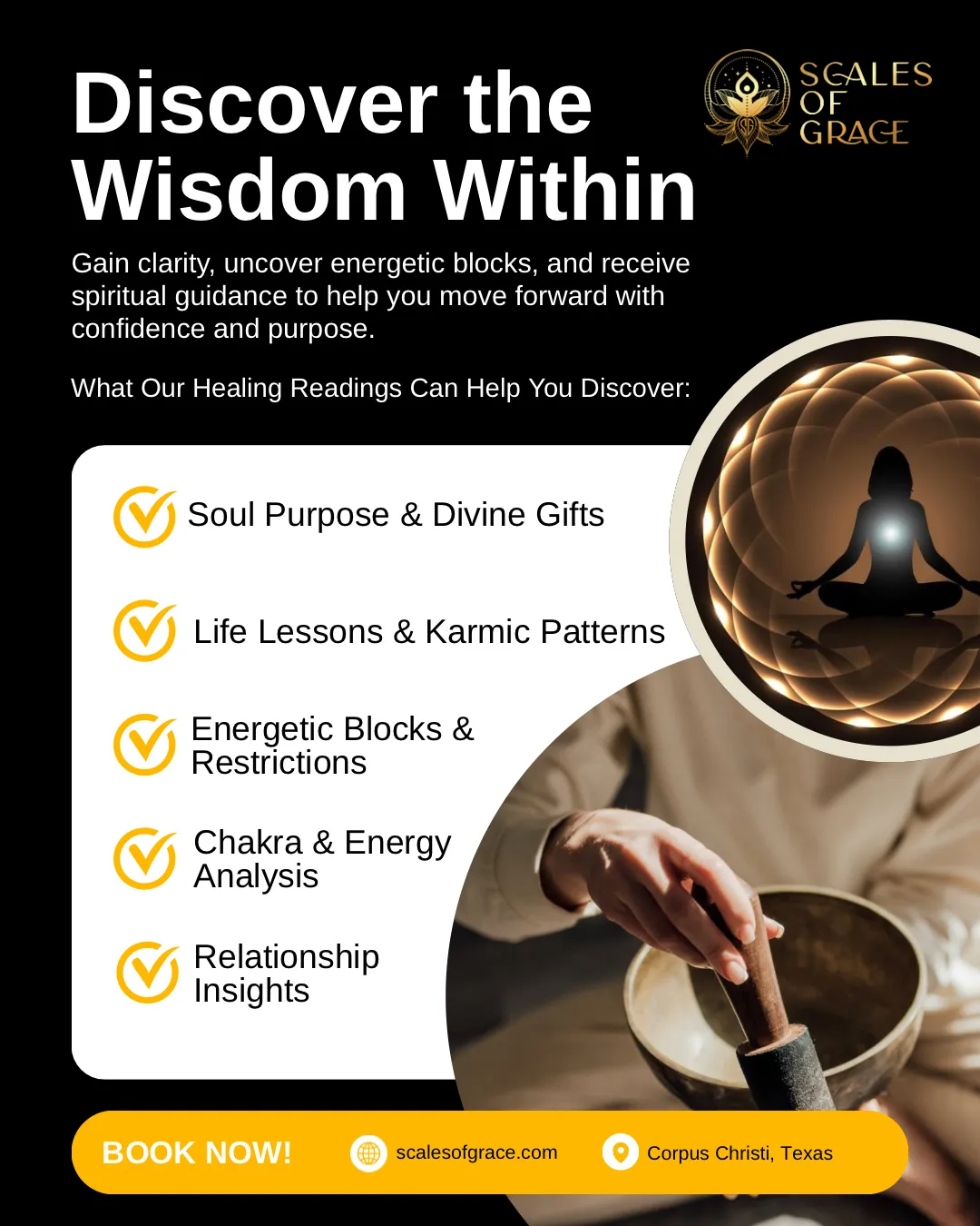 Social graphic promoting energy-healing readings